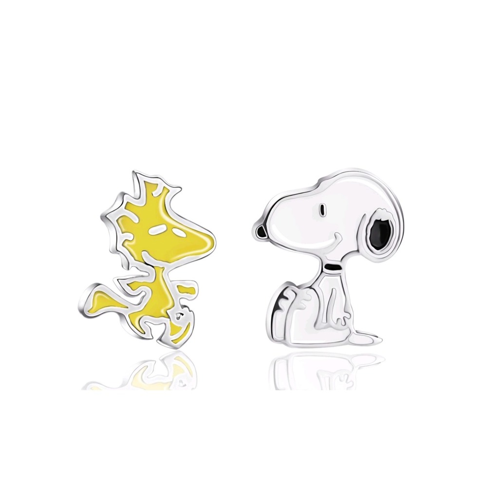 Peanuts Snoopy & Woodstock Silver Plated Earrings